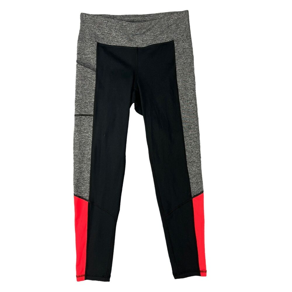 FootJoy FJ Leggings Womens L Large Black Gray Red Color Block Ankle Length Golf